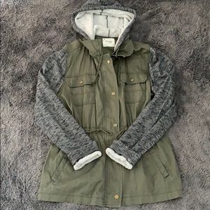 Army green, zip-up  jacket